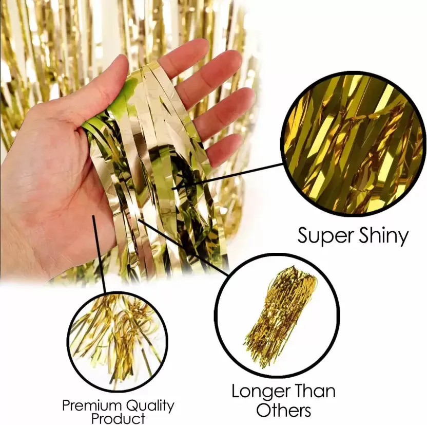 Happy Birthday Blue Banner 30 Pc Metallic Balloon 2 Shiny Golden Fringe Balloon (Blue, White, Gold, Pack of 45)