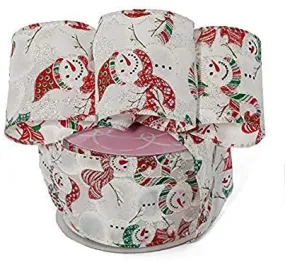 Holiday Wired Sparkly Snowman Ribbon - 2 1/2" x 10 Yards