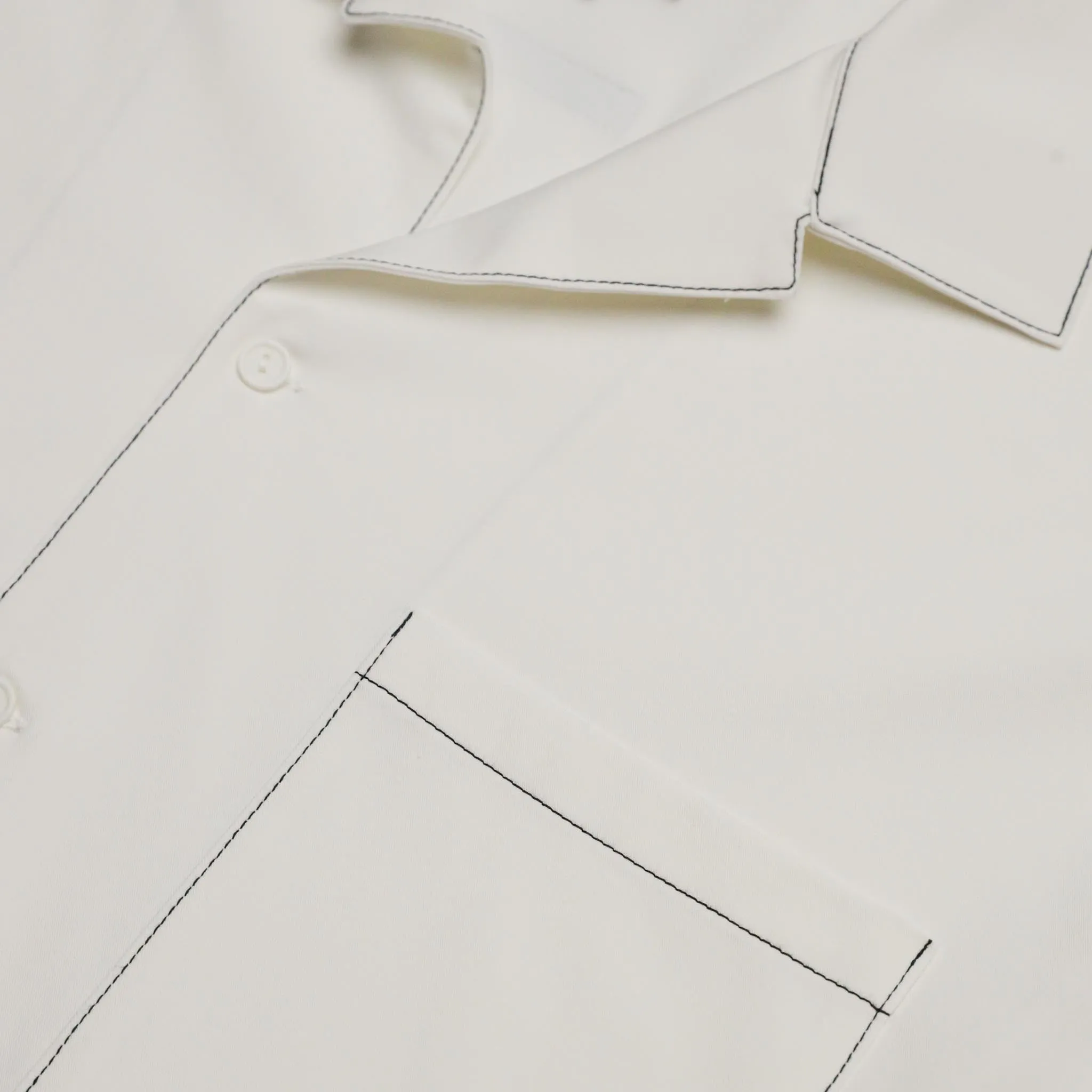 HOMME  Contrast Stitch Short Sleeve Shirt White