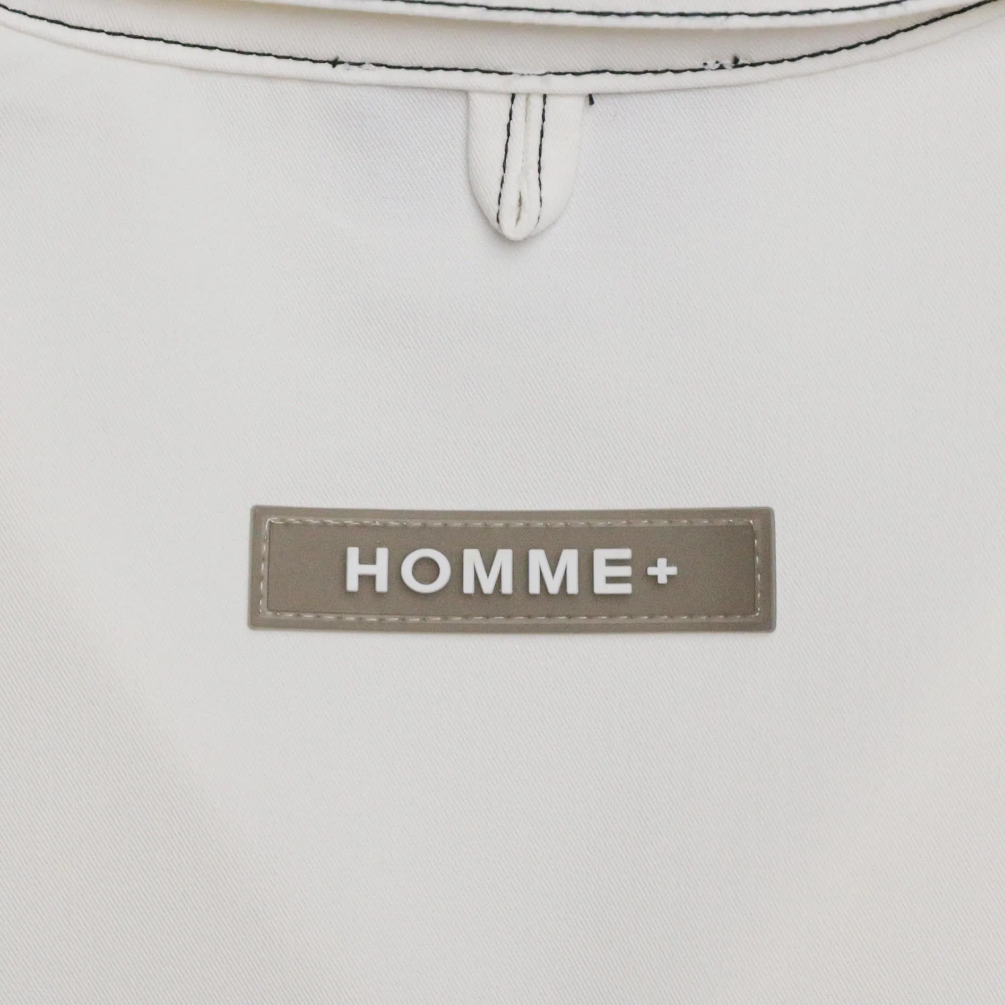 HOMME  Contrast Stitch Short Sleeve Shirt White