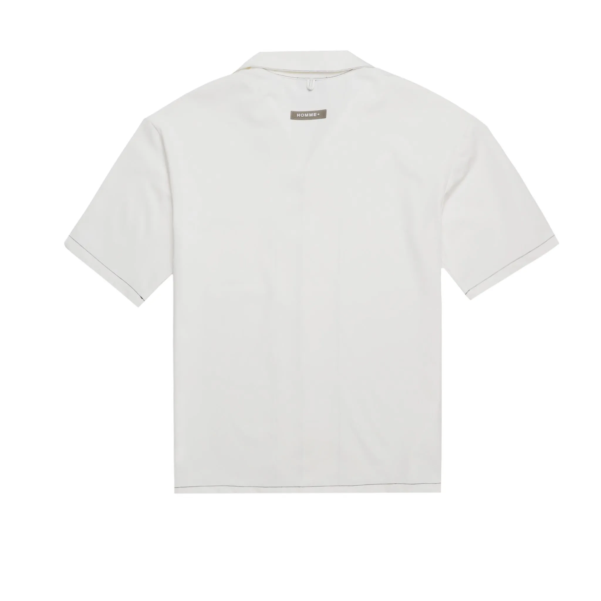 HOMME  Contrast Stitch Short Sleeve Shirt White