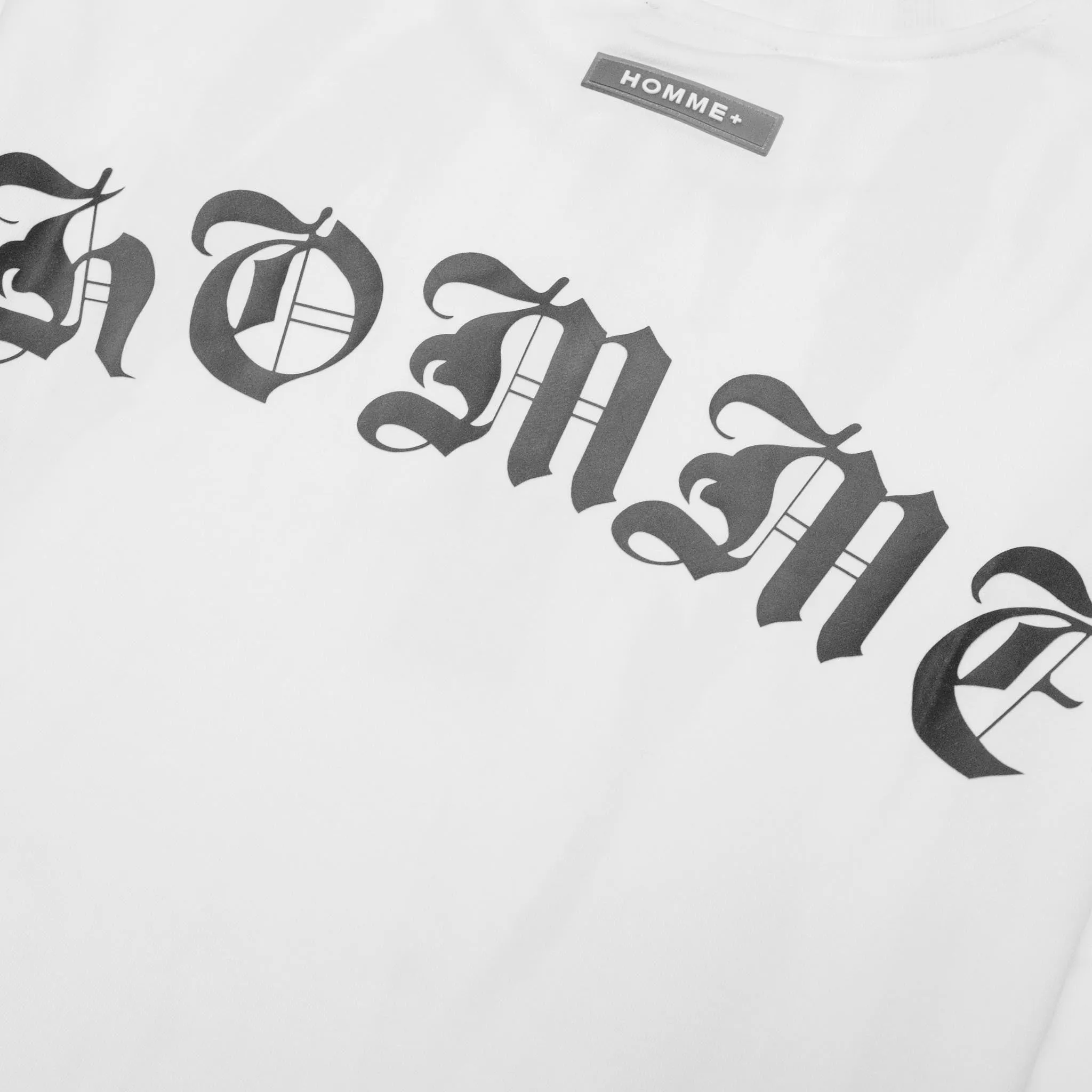 HOMME  Old English Acid Wash Tee White