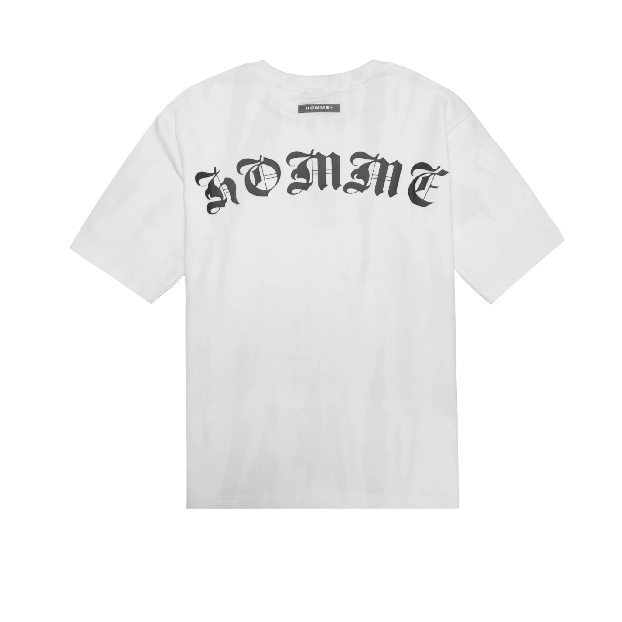 HOMME  Old English Acid Wash Tee White