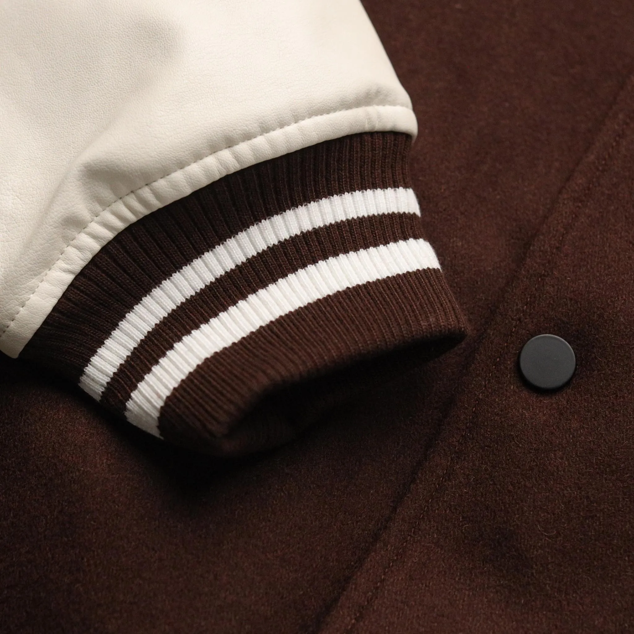 HOMME  Wool Varsity Jacket Mocha/White
