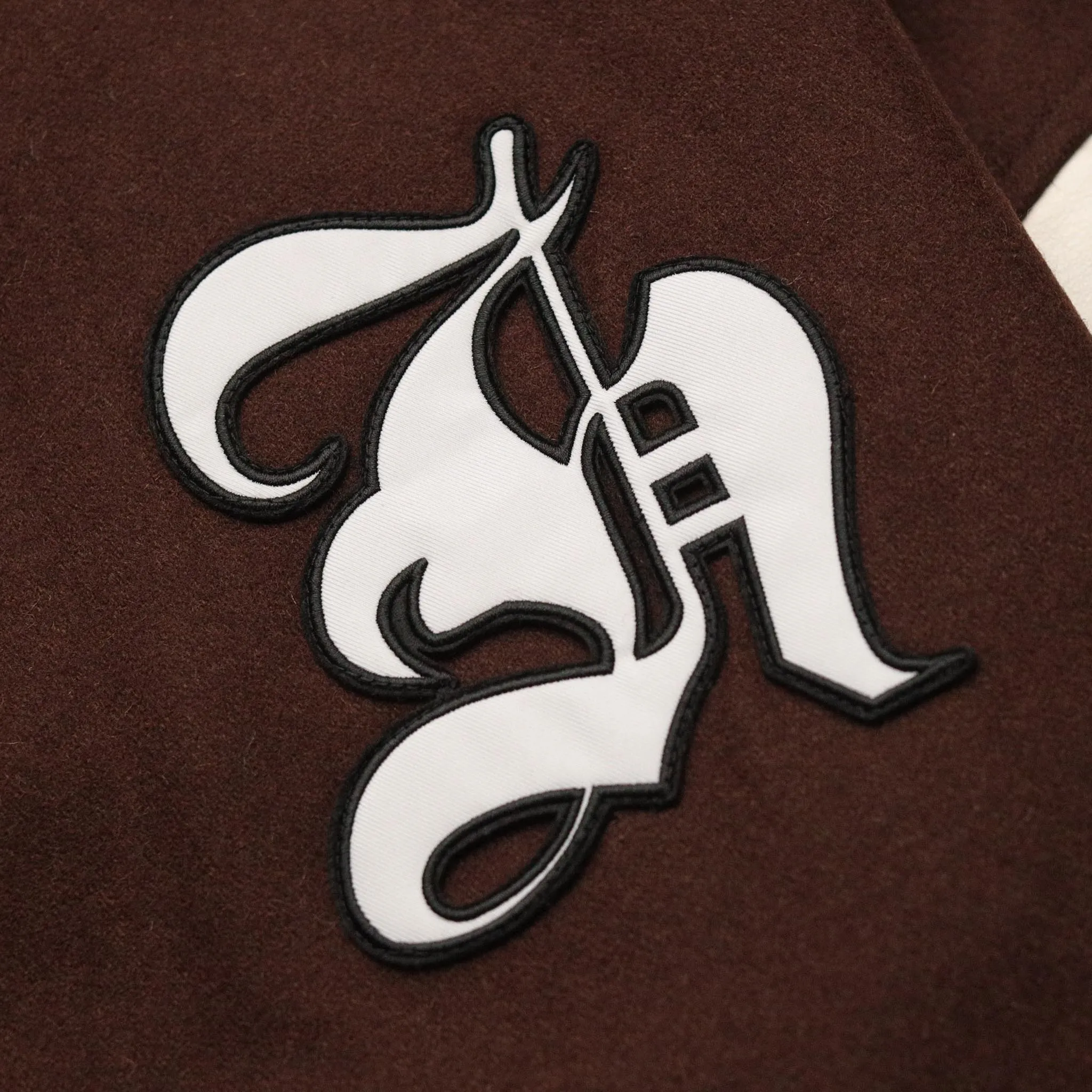 HOMME  Wool Varsity Jacket Mocha/White