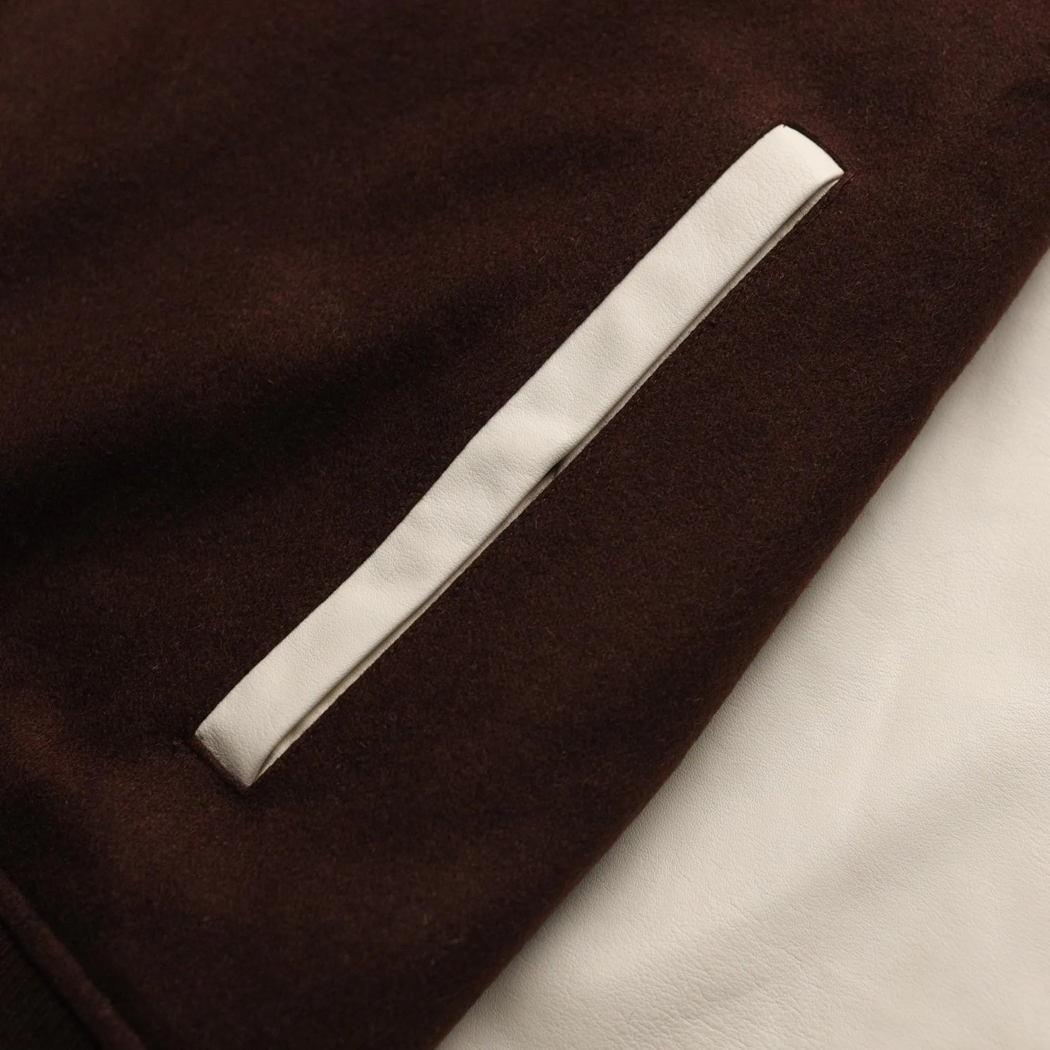 HOMME  Wool Varsity Jacket Mocha/White