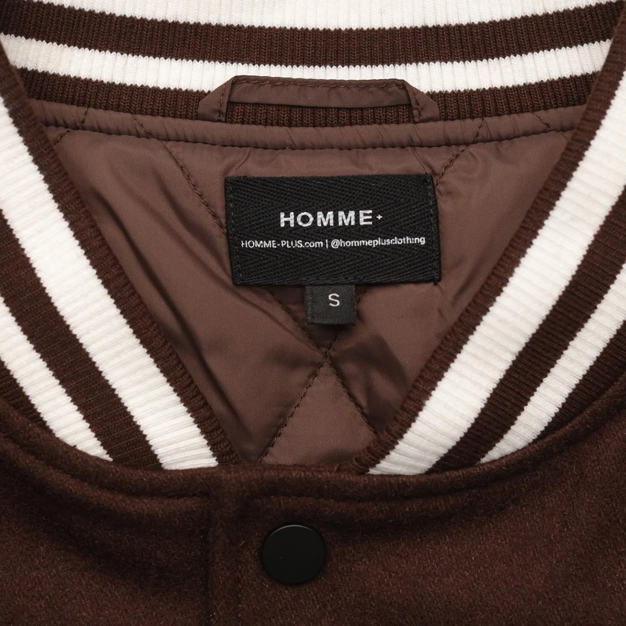 HOMME  Wool Varsity Jacket Mocha/White