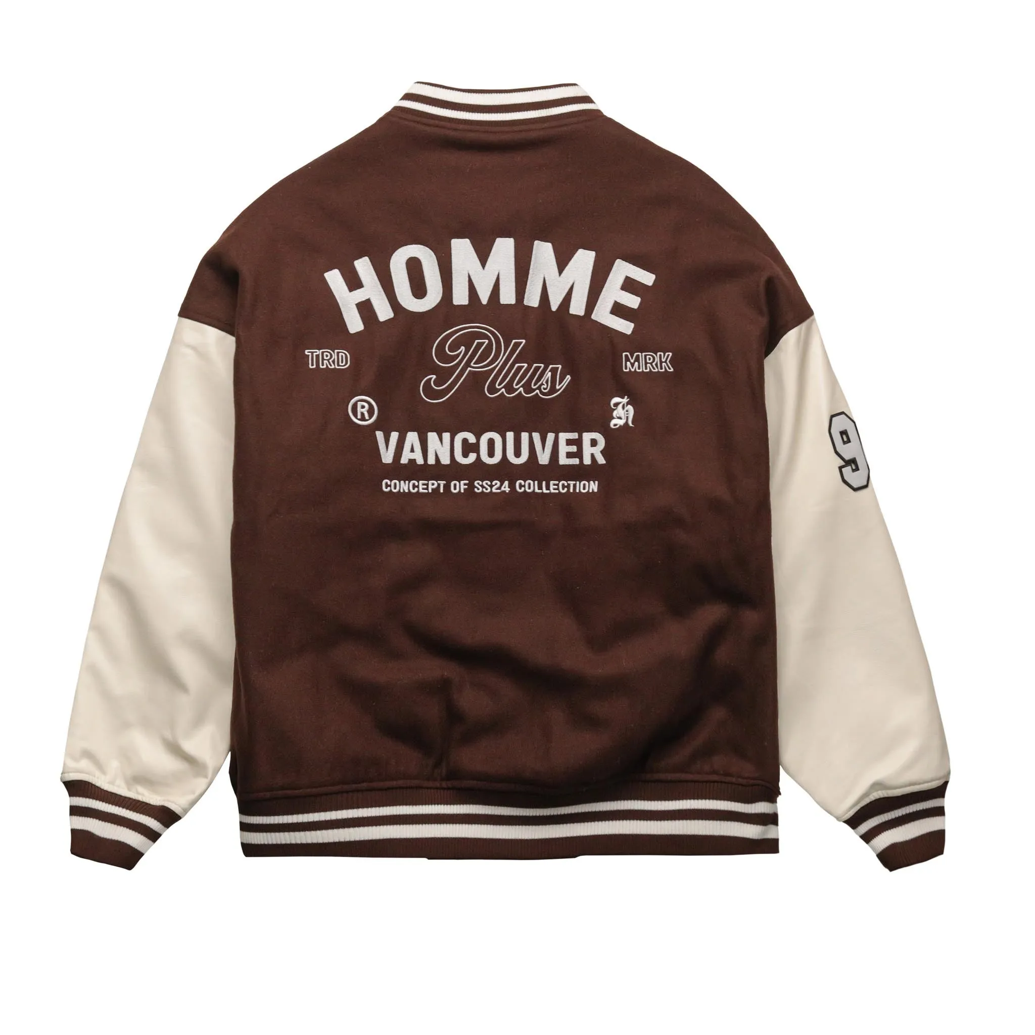 HOMME  Wool Varsity Jacket Mocha/White