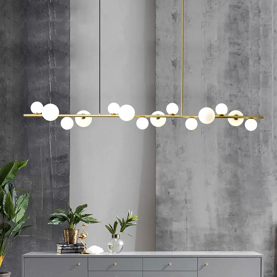 Horizontal Ceiling Hanging Chandelier Lights Kitchen Island Linear Bar Pendant Lamp Dining Room Restaurant Lighting Fixtures