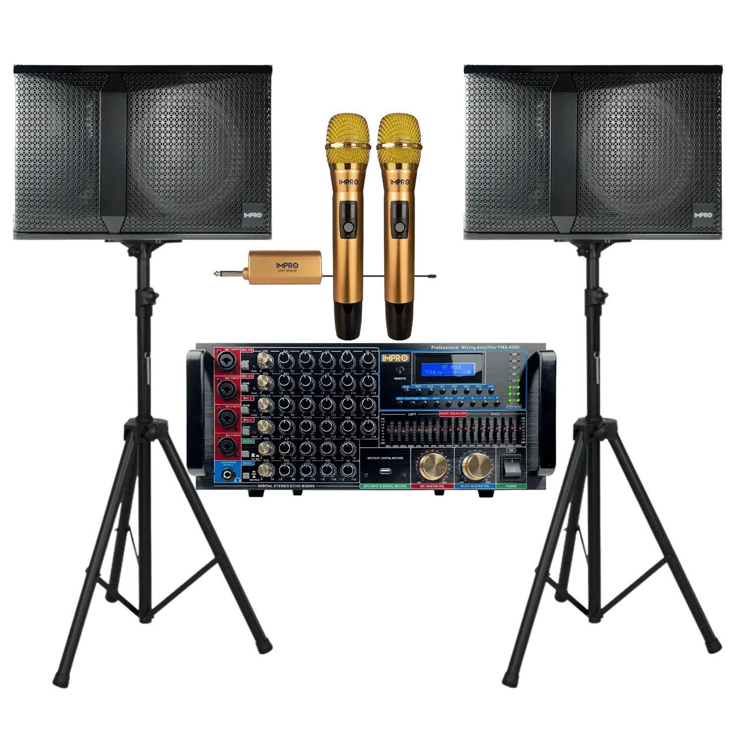 ImPro Epic Star Package 2 with Mixing Amplifier, Speakers, Microphones, and Accessories (5 items)