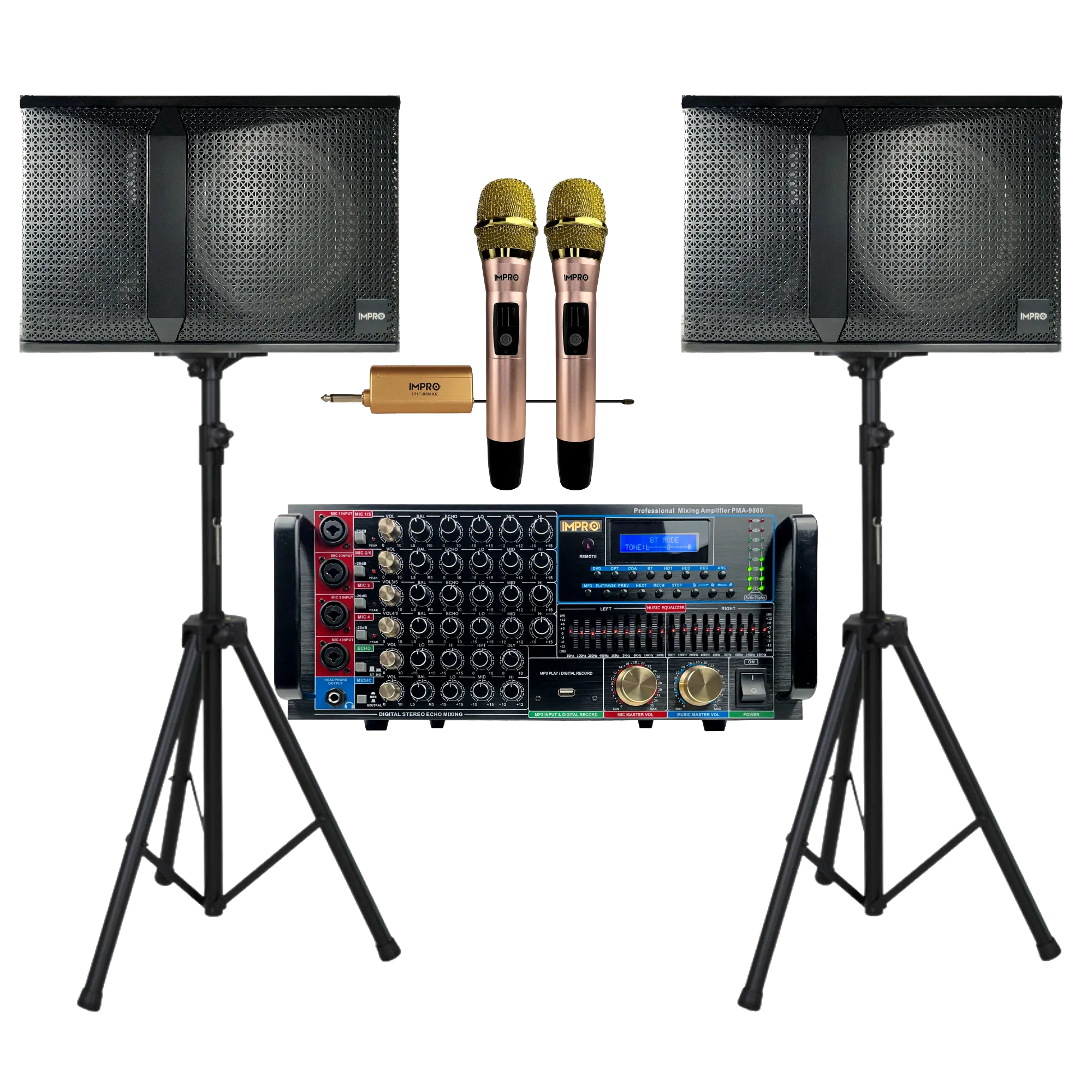 ImPro Epic Star Package 2 with Mixing Amplifier, Speakers, Microphones, and Accessories (5 items)