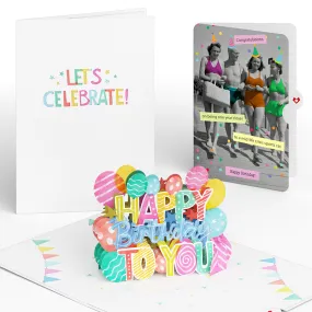 Let's Celebrate Birthday Pop-Up Card and A Mid-life Crisis Sports Car Sentiment Set for Any Woman
