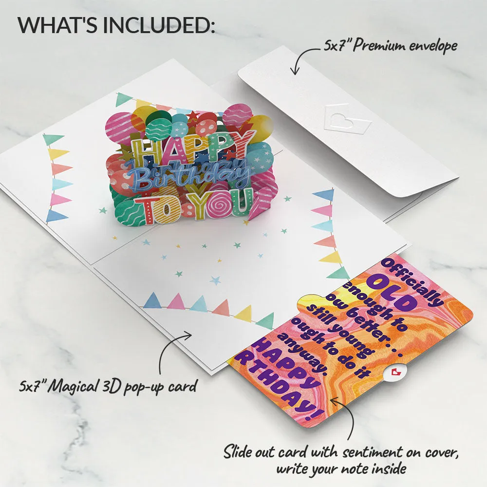 Let's Celebrate Birthday Pop-Up Card and Old Enough Young Enough Sentiment Set