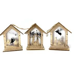 Lighted Nativity Silhouette Ornaments