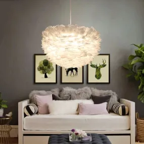 Loft Modern White Nature Goose Feather Pendant Lights Romantic E27 Led Pendant Lamps For Home Restaurant Bedroom Living Room