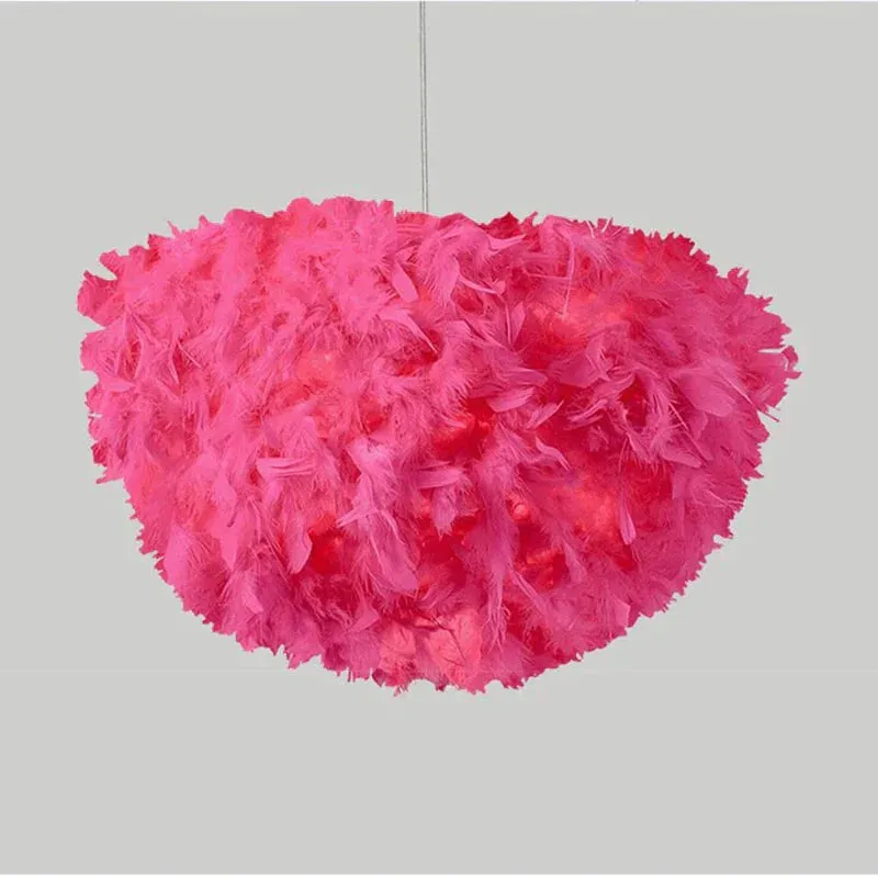Loft Modern White Nature Goose Feather Pendant Lights Romantic E27 Led Pendant Lamps For Home Restaurant Bedroom Living Room