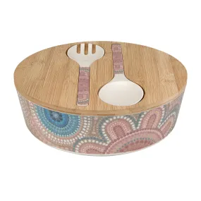 Maxwell & Williams Lou Martin Uplift Melamine Bowl With Lid & Salad Servers - 25cm