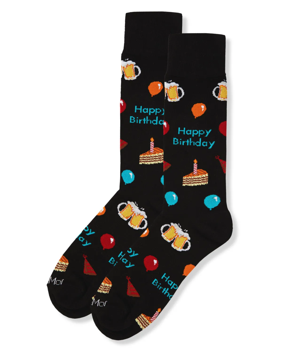 Men's "Happy Birthday" Rayon from Bamboo Blend Novelty Crew Sock