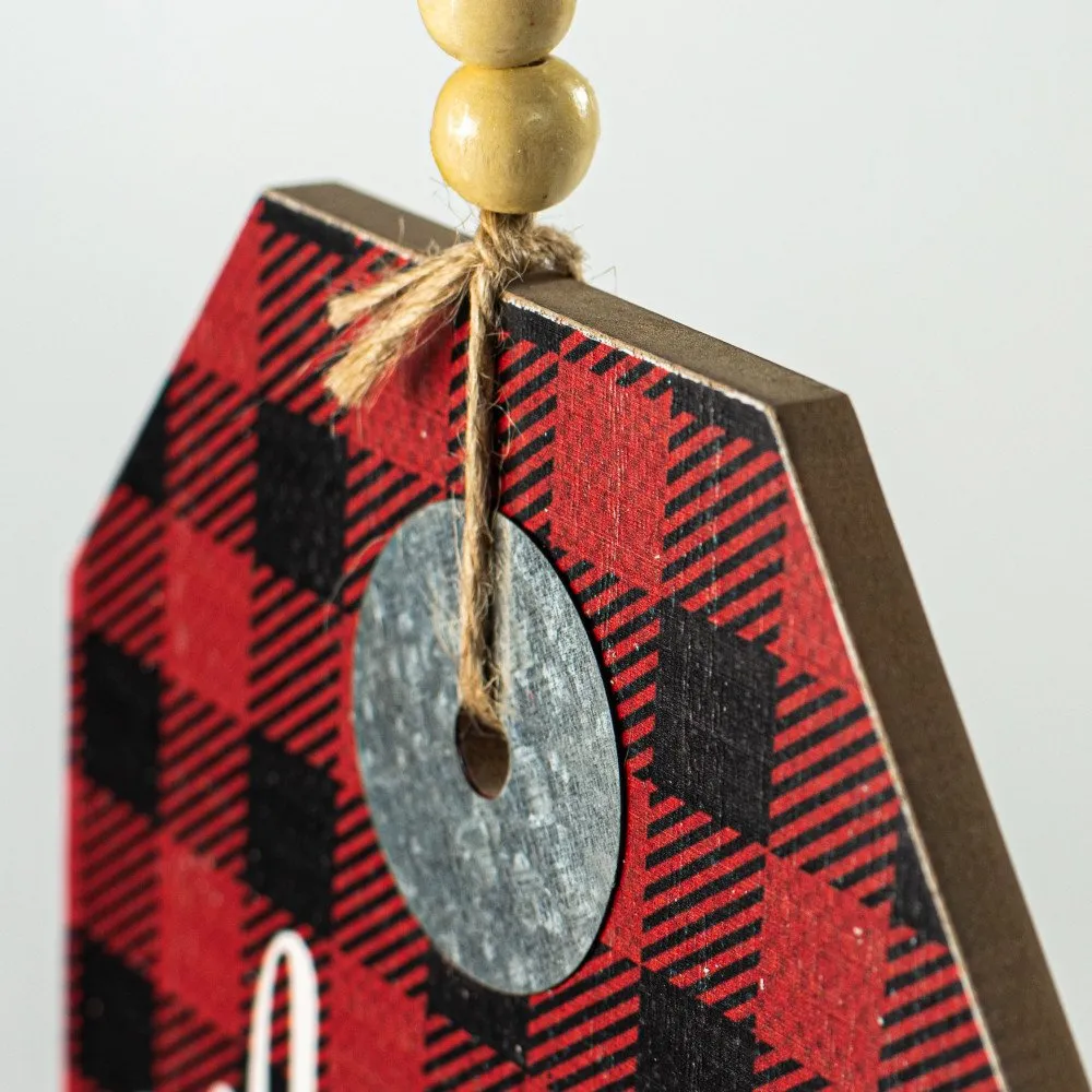 Merry & Bright Plaid Christmas Sign - 12" x 7"
