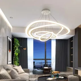 Modern LED Pendant Lights For Living Room Dining Room 3/2/1 Triangle Rings Acrylic Aluminum Body LED Pendant Lamp