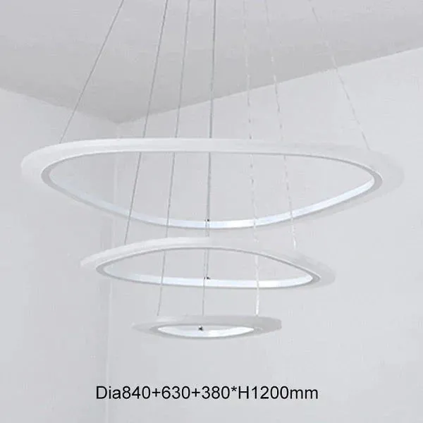 Modern LED Pendant Lights For Living Room Dining Room 3/2/1 Triangle Rings Acrylic Aluminum Body LED Pendant Lamp