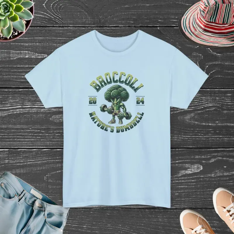 Natures Dumbbell Tee Broccoli t Shirt for Fitness Fans
