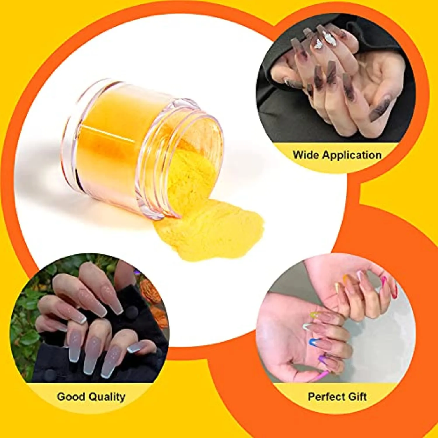 NAUXIU 24 Colors Acrylic Nail Powder Set, Colored Acrylic Powder for Nails DIY Art Design 3D Manicure Extension Gifts for Women and Girls