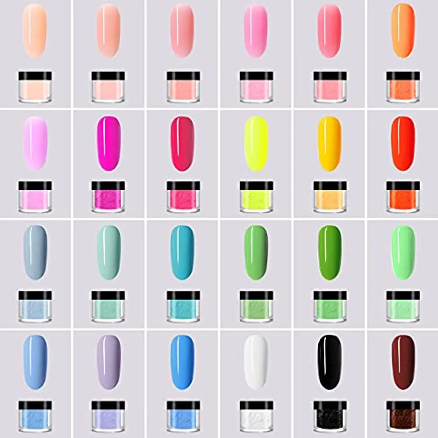 NAUXIU 24 Colors Acrylic Nail Powder Set, Colored Acrylic Powder for Nails DIY Art Design 3D Manicure Extension Gifts for Women and Girls