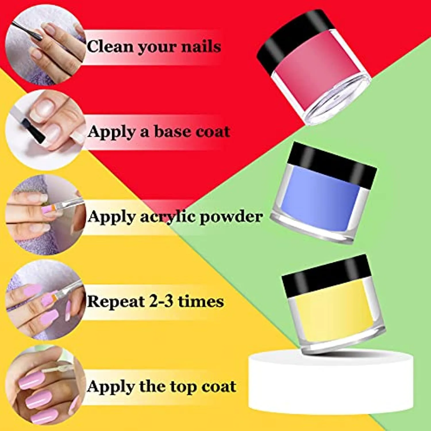NAUXIU 24 Colors Acrylic Nail Powder Set, Colored Acrylic Powder for Nails DIY Art Design 3D Manicure Extension Gifts for Women and Girls