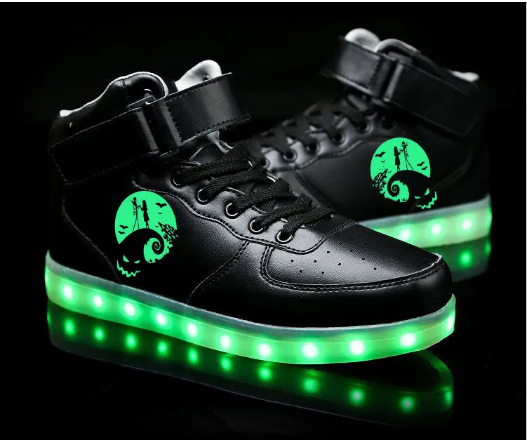 Nightmare Before Christmas Shoes Light Up Shoes Colorful Flashing LED Luminous Shoes  High top Christmas Gifts Birthday Gifts