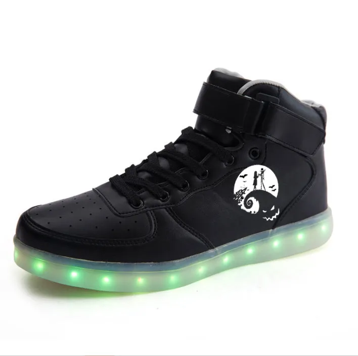 Nightmare Before Christmas Shoes Light Up Shoes Colorful Flashing LED Luminous Shoes  High top Christmas Gifts Birthday Gifts