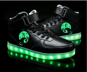 Nightmare Before Christmas Shoes Light Up Shoes Colorful Flashing LED Luminous Shoes  High top Christmas Gifts Birthday Gifts
