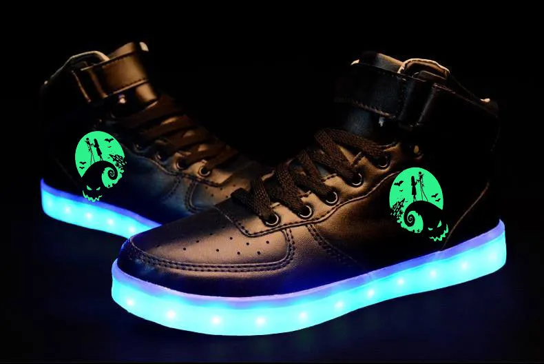 Nightmare Before Christmas Shoes Light Up Shoes Colorful Flashing LED Luminous Shoes  High top Christmas Gifts Birthday Gifts