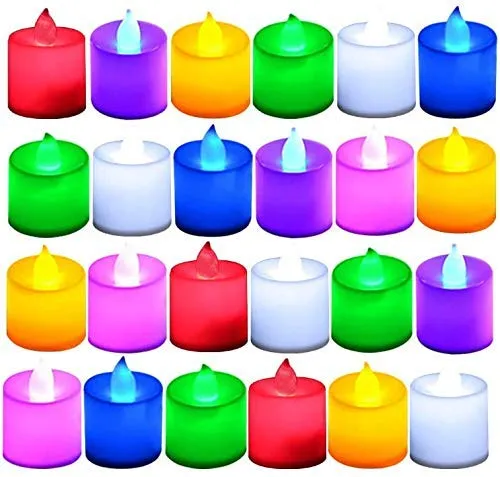 OCTOPUSPRIME Color Changing LED Tea Light Battery Operated Candle, Smokeless led, Flame Less -24 Pieces (Multicolour)
