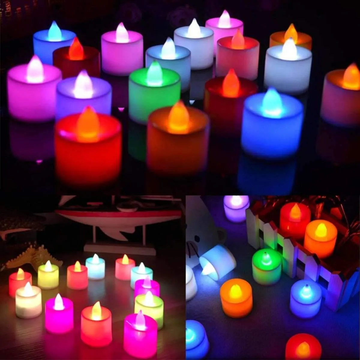 OCTOPUSPRIME Color Changing LED Tea Light Battery Operated Candle, Smokeless led, Flame Less -24 Pieces (Multicolour)