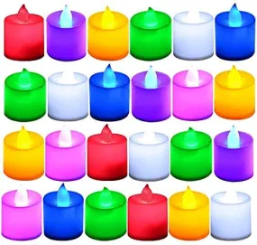 OCTOPUSPRIME Color Changing LED Tea Light Battery Operated Candle, Smokeless led, Flame Less -24 Pieces (Multicolour)