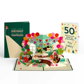 Party Cats 50th Birthday Pop-Up Card and Sentiment Set