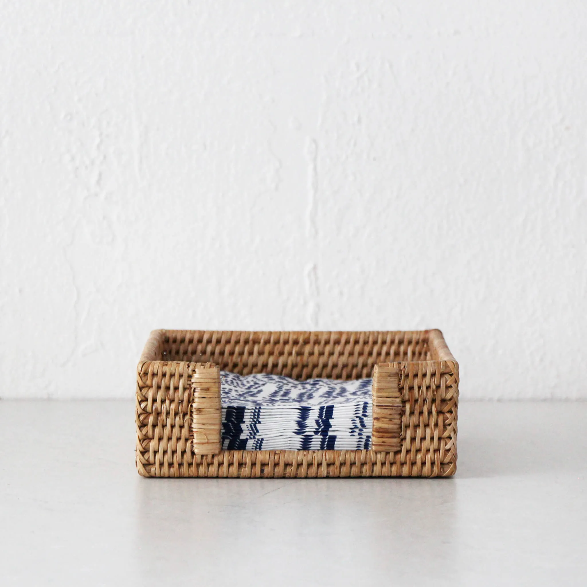 PAUME RATTAN SQUARE NAPKIN BOX  |  NATURAL RATTAN