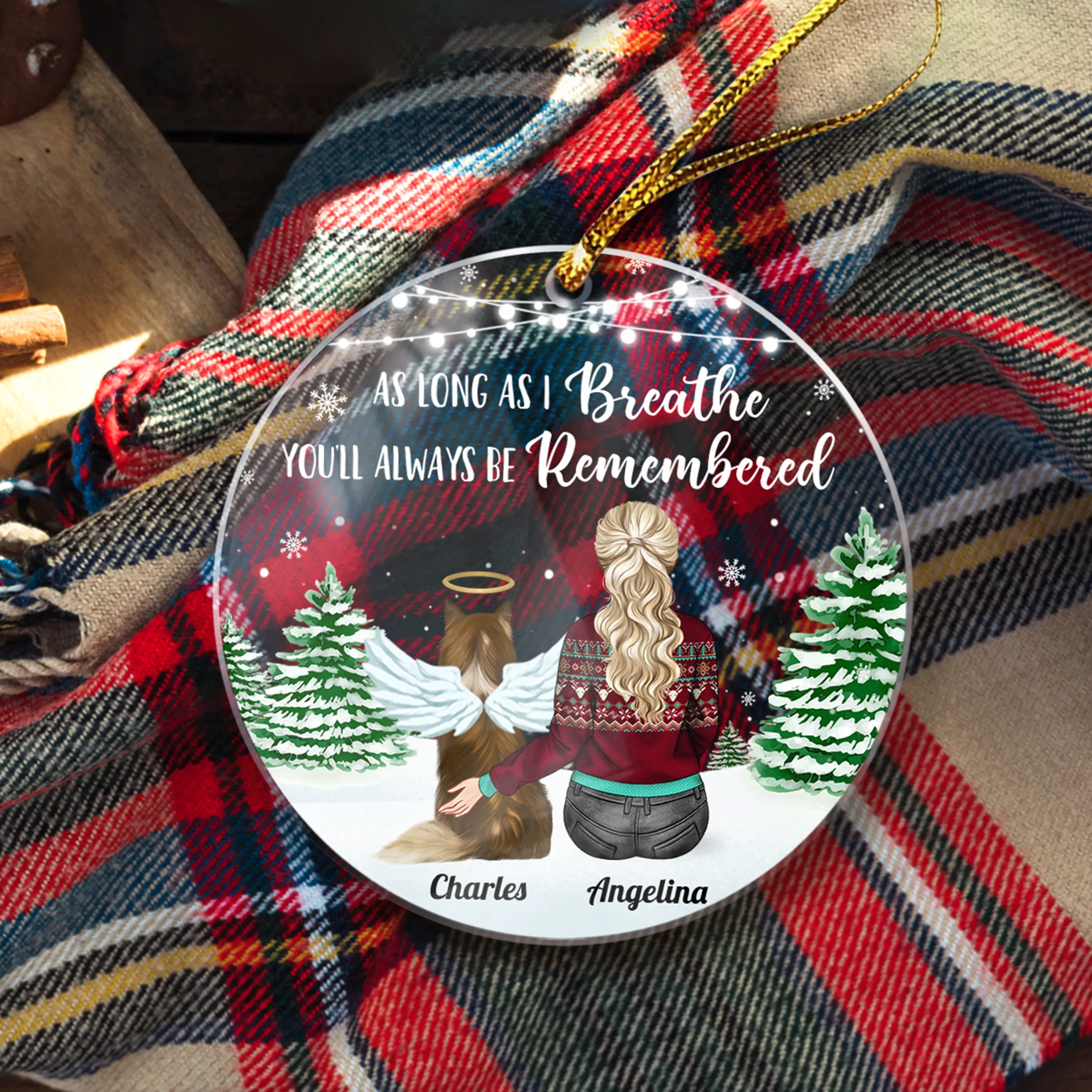 Personalized Dog Memorial Ornaments As Long As I Breathe You Will Be Remembered Acrylic Ornament Christmas Keepsake Sympathy Remembrance Gift