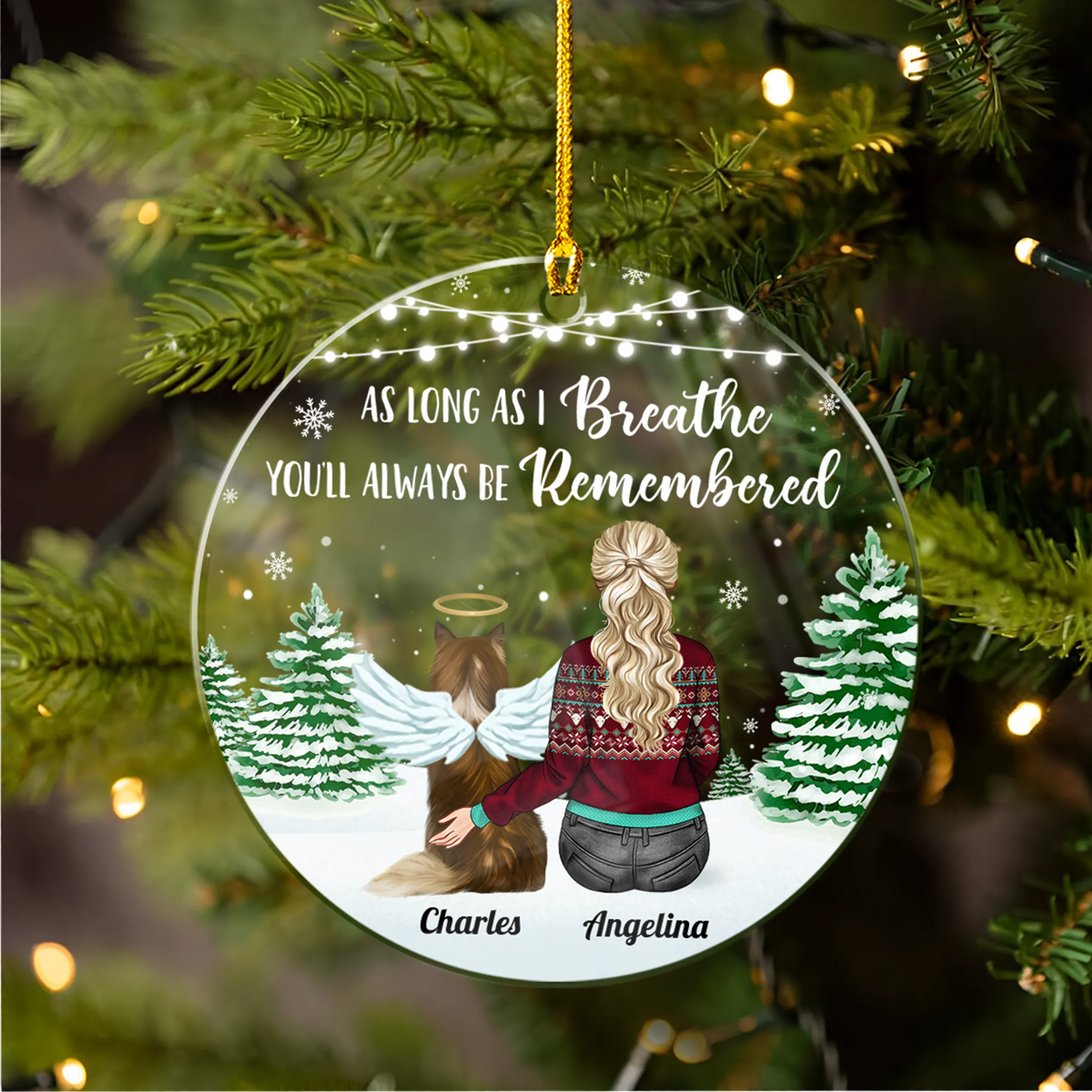 Personalized Dog Memorial Ornaments As Long As I Breathe You Will Be Remembered Acrylic Ornament Christmas Keepsake Sympathy Remembrance Gift