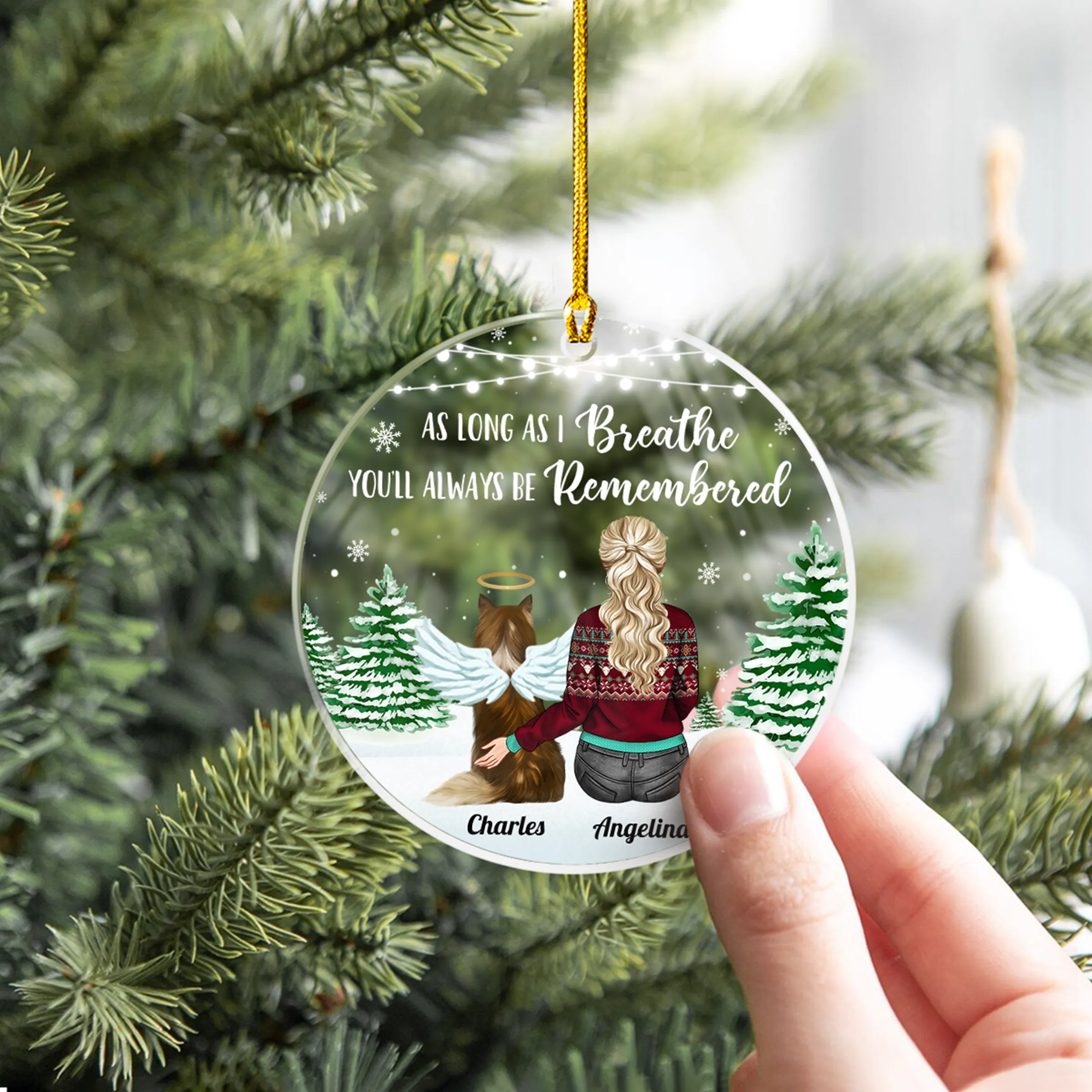 Personalized Dog Memorial Ornaments As Long As I Breathe You Will Be Remembered Acrylic Ornament Christmas Keepsake Sympathy Remembrance Gift