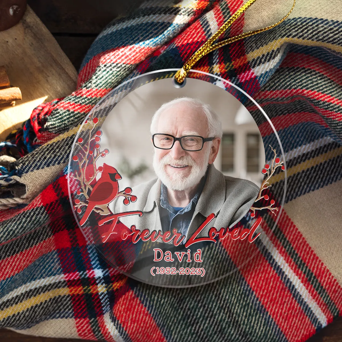 Personalized Memorial Cusstom Photo Ornament Cardinal Acrylic Ornament 2024 for Memorial Loved One Sympathy Gift Keepsake Xmas Gift Ideas