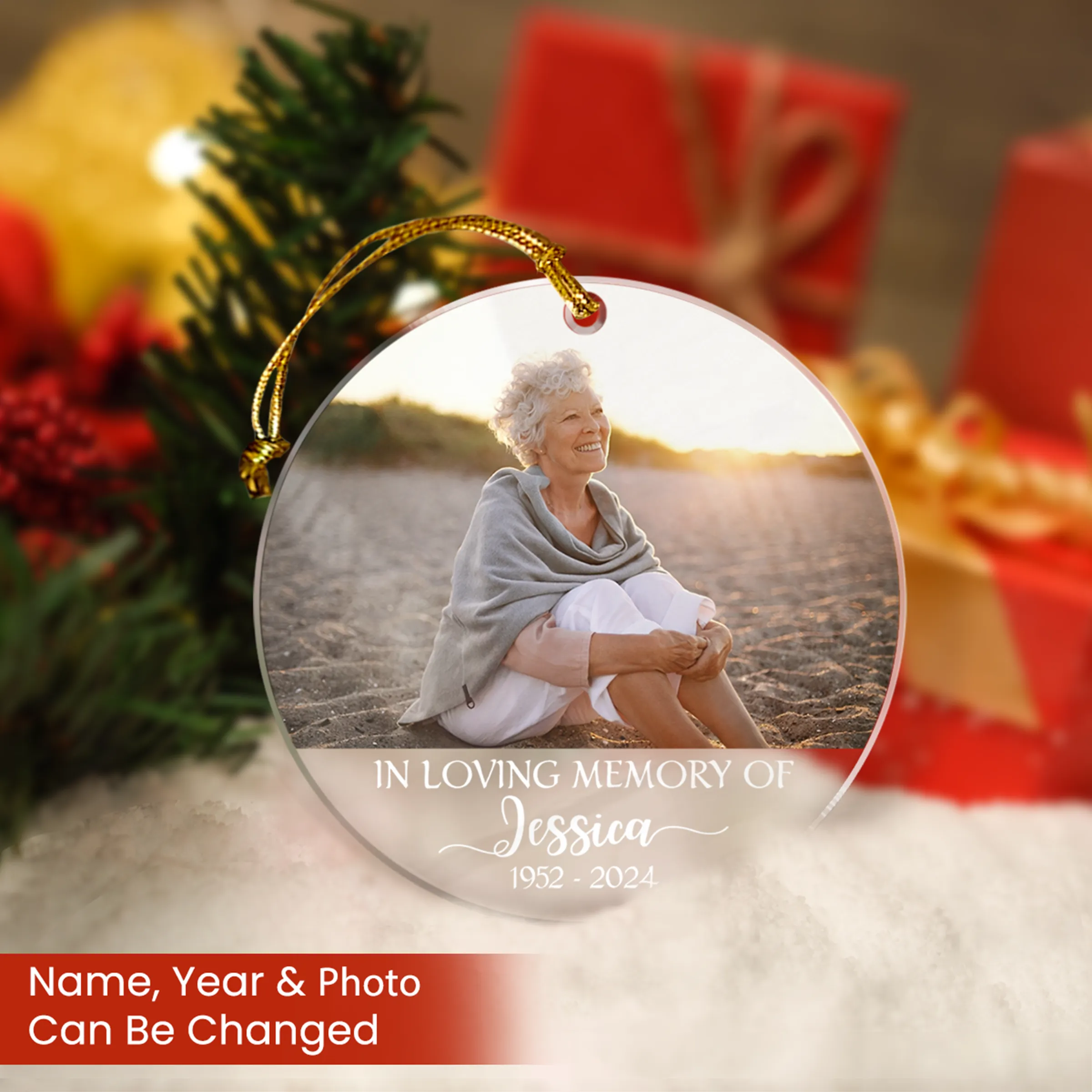 Personalized Memorial Grandma Ornament in Loving Memory Custom Photo Acrylic Ornament 2024 for Customized Grandma Name Ornament