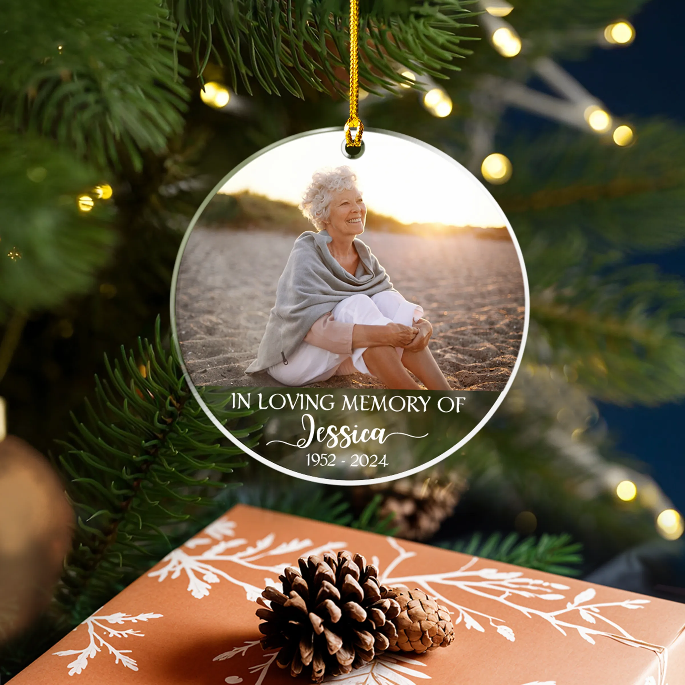 Personalized Memorial Grandma Ornament in Loving Memory Custom Photo Acrylic Ornament 2024 for Customized Grandma Name Ornament