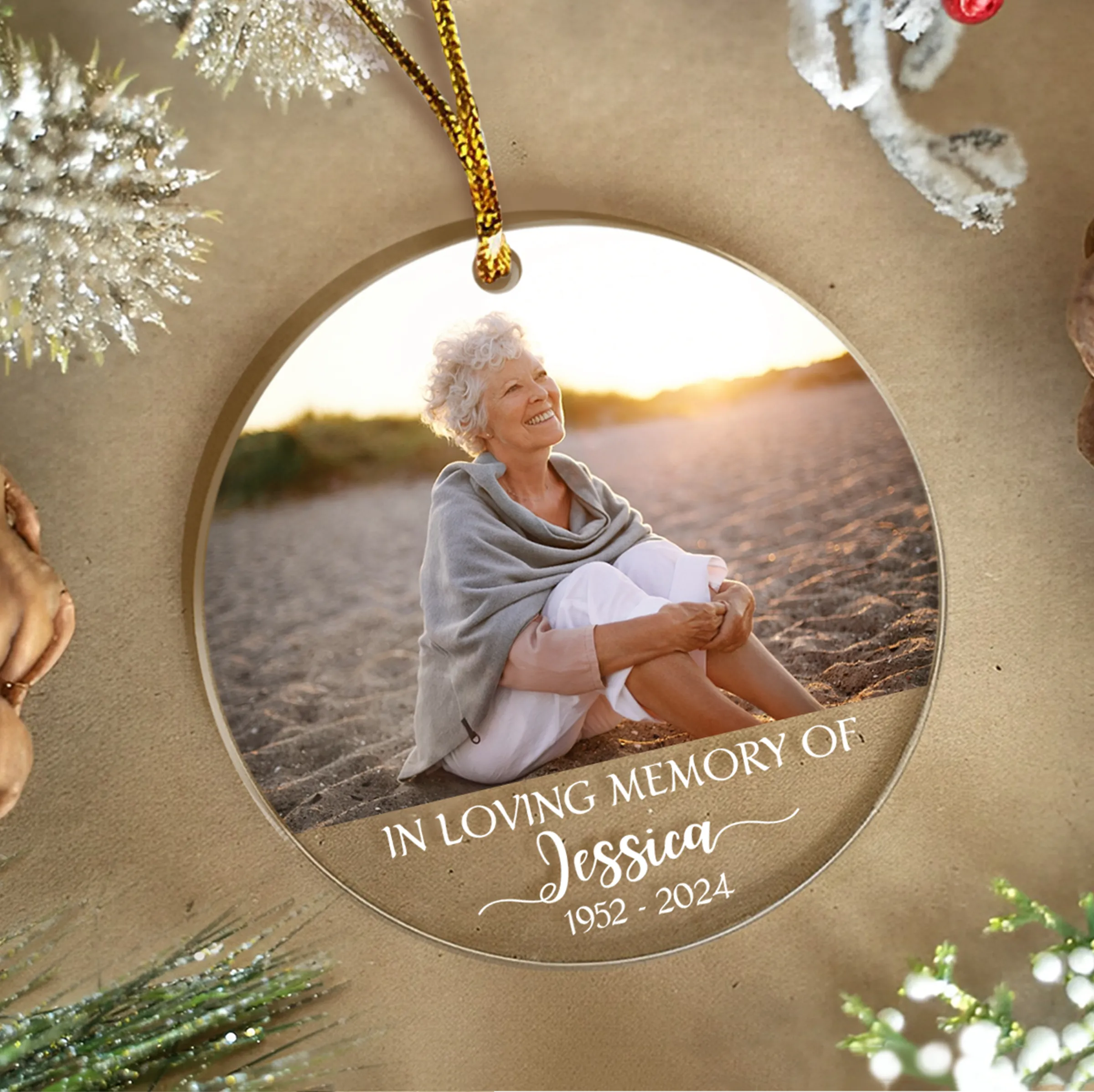 Personalized Memorial Grandma Ornament in Loving Memory Custom Photo Acrylic Ornament 2024 for Customized Grandma Name Ornament