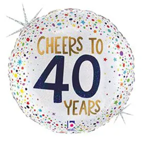"Cheers To 40 Years" Holographic Balloon (18 Inch)