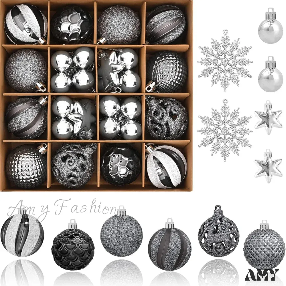 Red & White Christmas Ball Ornaments Set - 50pcs for Xmas Tree, Holiday Party, Wedding, Home Decor