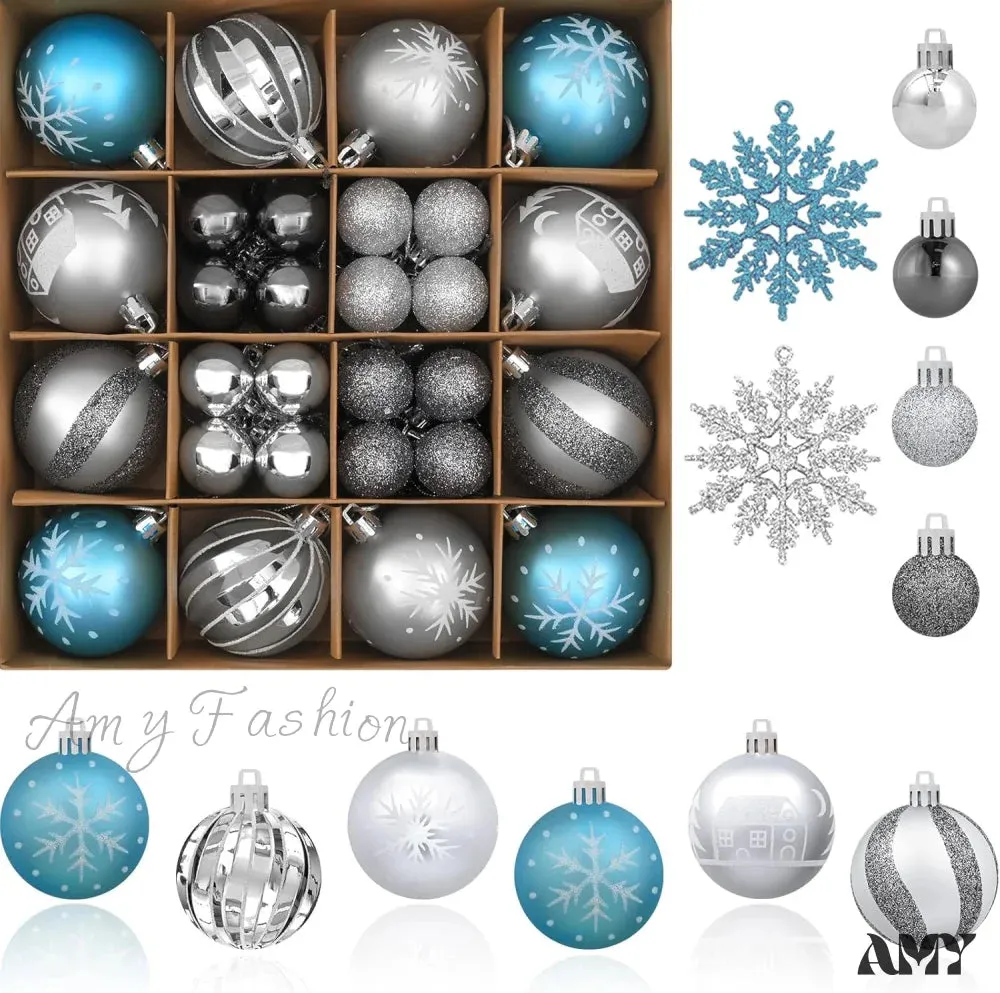 Red & White Christmas Ball Ornaments Set - 50pcs for Xmas Tree, Holiday Party, Wedding, Home Decor