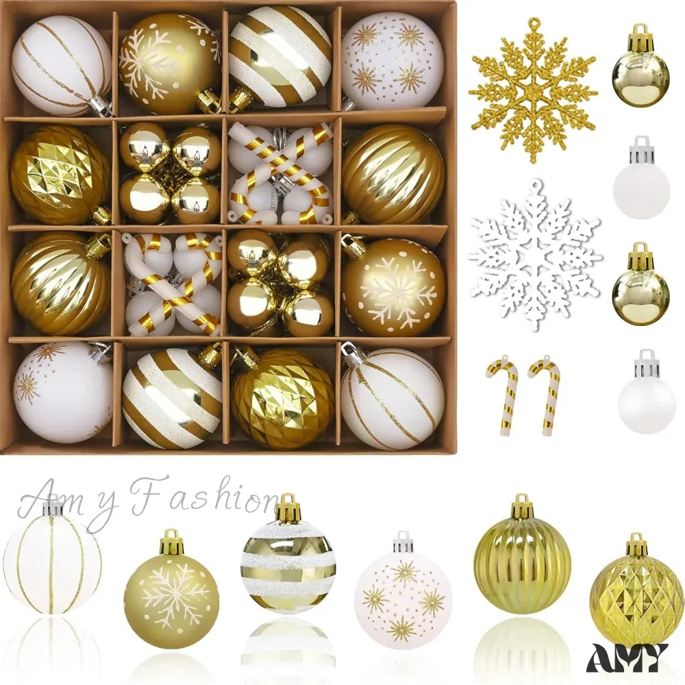 Red & White Christmas Ball Ornaments Set - 50pcs for Xmas Tree, Holiday Party, Wedding, Home Decor