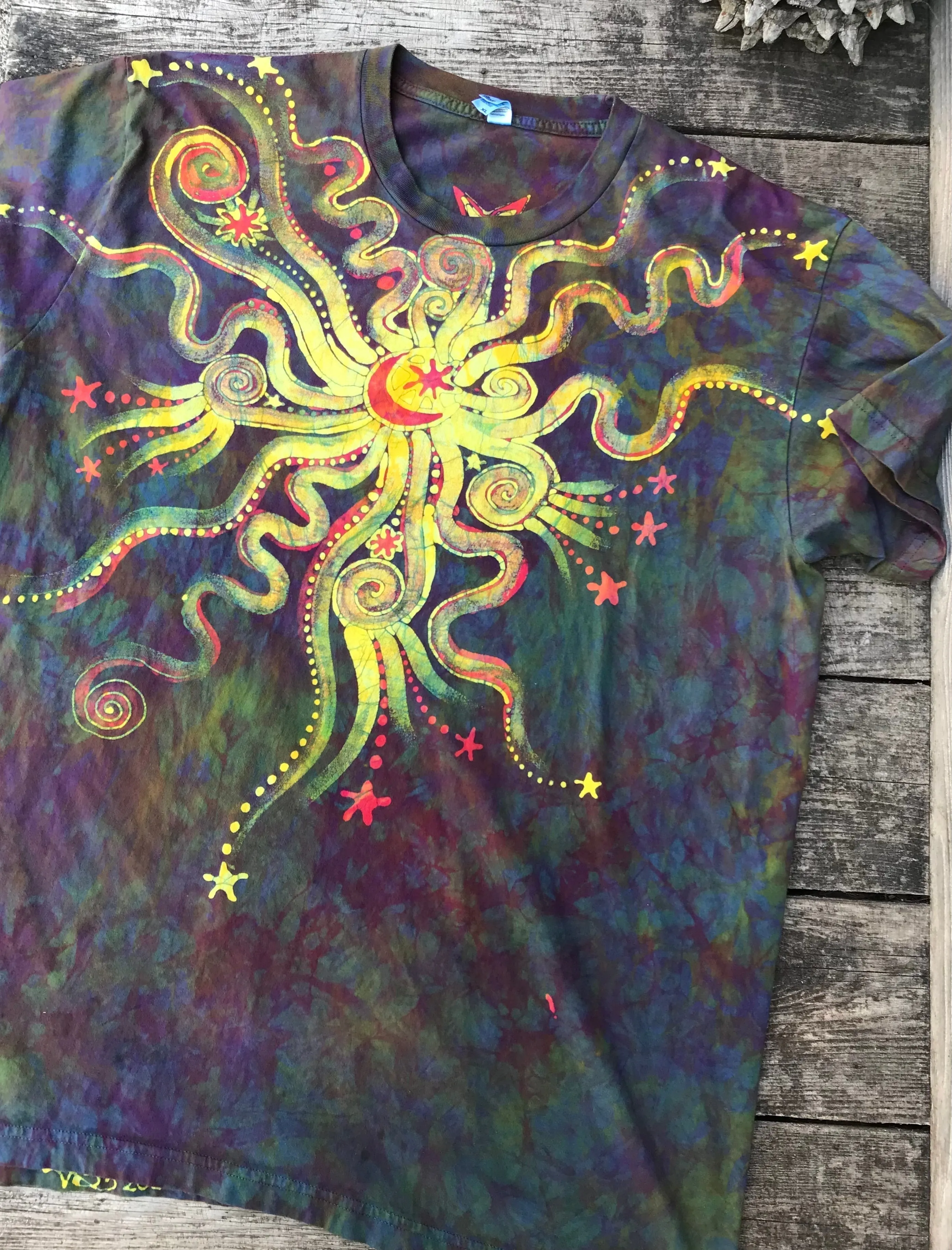 Reserved for Marianne Sunrise Sunset Moon Star Batik T-shirt